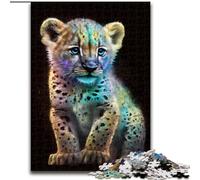Puzzle 1000 pièces pour Adultes, Adorable bébé léopard de la Galaxie en Bois, idéal pour s'amuser en Famille Lors des Anniversaires et de Noël. 50x75cm. Activité de Jeu familiale captivante.