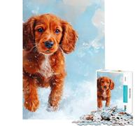 Puzzle 1000 pièces pour Adultes Adorable Chiot Setter Irlandais Jeu de réflexion Stimulant et décoratif Convient aux 14 Ans et Plus (38x26cm)