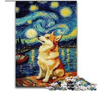 Puzzle 1000 pièces pour Adultes, adorables Huskies, Nuit étoilée, Jouet éducatif idéal comme Cadeau pour Toute la Famille, à partir de 14 Ans (Taille 50x75cm)