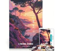 Puzzle 1000 pièces pour Adultes, Affiche Côte d'Azur, Jeu Impossible, Interaction Parent-Enfant, liste de souhaits avec Le Père Noël 38x52cm