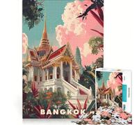 Puzzle 1000 pièces pour Adultes, Affiche de Voyage à Bangkok, Jeu éducatif, Difficile et Stimulant, Collection d'artistes, Beaux-Arts 38x52cm