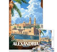 Puzzle 1000 pièces pour Adultes Affiche de Voyage Alexandrie Égypte Jeu Impossible Cadeau d'anniversaire Défi Difficile (50x75cm)