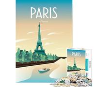 Puzzle 1000 pièces pour Adultes Affiche de Voyage Paris France Jeu éducatif et Stimulant idéal pour se détendre s'amuser et Offrir Un Cadeau Humoristique (38x26cm)