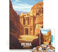 Puzzle 1000 pièces pour Adultes Affiche de Voyage Petra Jordan Jeu Impossible Analyse et logique renforce l'amour Entre Les Couples 38x52cm