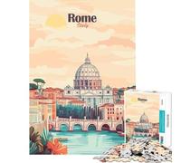Puzzle 1000 pièces pour Adultes Affiche de Voyage Rome Italie Jeu Relaxant défi cérébral Jouet addictif Cadeau d'anniversaire pour s'amuser en Famille (Taille 38x26cm)