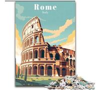 Puzzle 1000 pièces pour Adultes, Affiche de Voyage Rome Italie, Jouets éducatifs, décoration d'intérieur Unique et Cadeaux pour Les 14 Ans et Plus (26x38cm), 1000 pièces