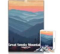 Puzzle 1000 pièces pour Adultes - Affiche du Parc National des Great Smoky Mountains - Jeu intellectuel - Idée Cadeau Amusante pour se détendre à la Maison - Dimensions 38x26cm