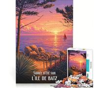 Puzzle 1000 pièces pour Adultes, Affiche Île de Batz, Jeu éducatif, Difficile et Stimulant, Collection d'artistes, Beaux-Arts 38x52cm