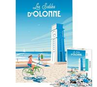 Puzzle 1000 pièces pour Adultes Affiche Les Sables Olonne Jeu éducatif défi décoration Cadeau (75x50cm)