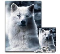 Puzzle 1000 pièces pour Adultes Affiche Loup Blanc œil Bleu Puzzle Stimulant activité familiale Casse-tête décoration d'intérieur Cadeau de Vacances 1000 pièces (38 x 26 cm)