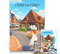 Puzzle 1000 pièces pour Adultes, Affiche Lyons La Forêt, Jouet à Monter soi-même, Course de Vitesse Manuelle, avec pièces de Formes aléatoires Parfaitement emboîtables 38x52cm