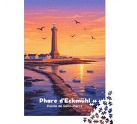 Puzzle 1000 pièces pour Adultes, Affiche Phare d'Eckmühl, décoration Murale, décoration d'intérieur, avec Poster et fiche d'activités Assortis (52 x 38 cm / 1000 pièces).