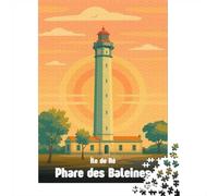 Puzzle 1000 pièces pour Adultes, Affiche Phare des Baleines, décoration Murale, Art décoratif, avec Poster et fiche d'activités Assortis (52 x 38 cm / 1000 pièces).