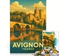 Puzzle 1000 pièces pour Adultes Affiche Vintage Avignon | Décoration parfaite pour l'apprentissage et l'éducation idéale comme cadeau 38x26cm