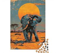 Puzzle 1000 Pièces pour Adultes African Elephant Sunset Puzzles pour Adultes - Défi Difficile - Liste De Souhaits avec Le Père Noël - Cadeaux d'anniversaire Uniques 70x50cm/1000pcs