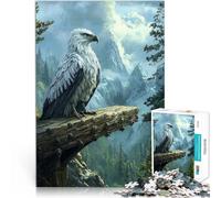 Puzzle 1000 pièces pour Adultes Aigle au Sommet de la Montagne Fabriqué en Carton pour Les 14 Ans et Plus Jouets de Jeu Car C'est Un pour Toute la Famille。Taille：26x38cm