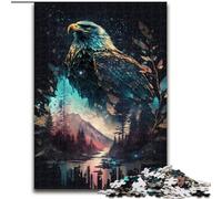 Puzzle 1000 pièces pour Adultes, Aigle Double Exposition, en Carton, Casse-tête Stimulant à Faire soi-même, Jeu Familial idéal ou Cadeau décoratif, 1000 pièces(26x38cm)