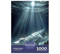 Puzzle 1000 Pièces pour Adultes Albino Alligator Underwater Puzzles pour Adultes - Défi Difficile - Liste De Souhaits avec Le Père Noël - Cadeaux d'anniversaire Uniques 70x50cm/1000pcs