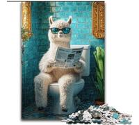 Puzzle 1000 pièces pour Adultes Alpaga aux Toilettes, Jouet éducatif idéal comme Cadeau pour Toute la Famille à partir de 14 Ans (Taille 50x75cm)
