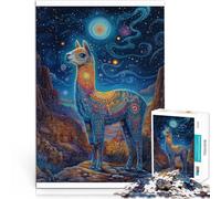 Puzzle 1000 pièces pour Adultes Alpaga coloré Difficile à réaliser mais Amusant et Humoristique Œuvre d'art 38x26cm