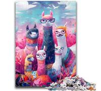 Puzzle 1000 pièces pour Adultes Alpaga Family Staycation Kill Time avec pièces entièrement emboîtables de Formes aléatoires 50x75cm