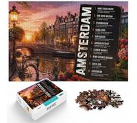Puzzle 1000 pièces pour Adultes, Amsterdam Top 10 Travel Guide Poster
