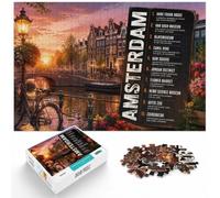 Puzzle 1000 pièces pour Adultes, Amsterdam Top 10 Travel Guide Poster