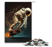 Puzzle 1000 pièces pour Adultes Amusant Astronaute Skateboard Jouets de Divertissement Familial décoration d'intérieur et Cadeaux Uniques 75 x 50 cm