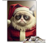 Puzzle 1000 pièces pour Adultes, Amusant, Chat et Père Noël, en Bois, Casse-tête Stimulant, idéal pour la Famille ou comme Cadeau décoratif, 1000 pièces(50x75cm)