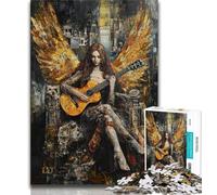 Puzzle 1000 pièces pour Adultes Ange Jouant de la Guitare Peinture à l'huile, Jouets de Jeu stimulants, Cadeau d'anniversaire, Cadeaux, Art Mural pour et Âge 14 Ans et Plus 38x26cm