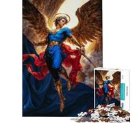 Puzzle 1000 pièces pour Adultes Ange Michel avec épée et Ailes dorées Jeu éducatif défi et Casse-tête Cadeau d'anniversaire (Dimensions 38x26cm)