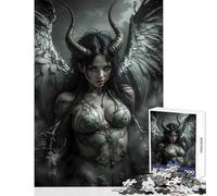Puzzle 1000 pièces pour Adultes Ange Noir avec Cornes et Ailes Décoration intérieure Jouet Cadeau Amusant et éducatif Idéal pour Un Anniversaire ou Noël Dimensions 38x52cm
