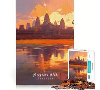 Puzzle 1000 pièces pour Adultes Angkor Wat Jeu d'articulation Propre et Amusant Activité de détente pour Un Anniversaire (38x52cm)