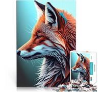 Puzzle 1000 pièces pour Adultes Animal géométrique à Visage de Renard Jeu de Quiz avec des pièces de Formes aléatoires entièrement imbriquées 75x50cm