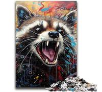 Puzzle 1000 pièces pour Adultes, Animal psychédélique, Raton Laveur, Puzzle pour Adultes, éducatif et éducatif, idéal comme Cadeau pour Toute la Famille (75x50cm)