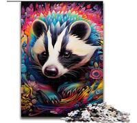 Puzzle 1000 pièces pour Adultes Animaux Blaireau à Miel Puzzles en Bois, pour Adolescents et Famille, Cadeau de Noël idéal 1000 pièces(50x75cm)
