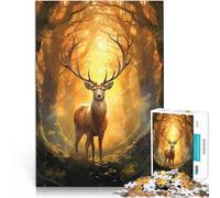 Puzzle 1000 pièces pour Adultes Animaux Cerfs Difficile à réaliser mais Amusant et Humoristique Œuvre d'art 38x26cm