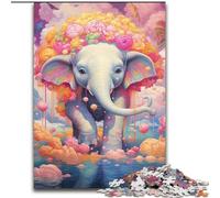 Puzzle 1000 pièces pour Adultes, Animaux colorés, éléphants, en Bois, pour la Famille et Les Amis, défi cérébral 1000 pièces(50x75cm)