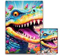Puzzle 1000 pièces pour Adultes Animaux Crocodiles du Nil Puzzle en Carton pour Noël, Halloween, Pâques, Nouvel an 26x38cm/10,23x14,96 Pouces