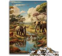 Puzzle 1000 pièces pour Adultes, Animaux d'Afrique, Anti-Stress, pour Passer Un Bon Moment, Interaction Parent-Enfant (75x50cm)