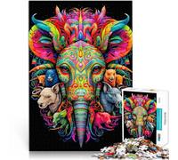 Puzzle 1000 pièces pour Adultes Animaux psychédéliques Défi Difficile pour soulager Le Stress Œuvre d'art 75x50cm