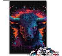 Puzzle 1000 pièces pour Adultes, Animaux, taureaux, en Bois, Jouets, Cadeau éducatif, intellectuel, décompressant, Amusant, Jeu Familial, 1000 pièces(50x75cm)