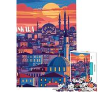 Puzzle 1000 pièces pour Adultes Ankara Twilight Motif Difficile à Assembler décoration intérieure Jouet pour Les 14 Ans et Plus 38x52cm
