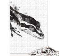 Puzzle 1000 pièces pour adultes, aquarelle Gecko, puzzle carré créatif pour adultes, puzzle en bois, décoration de la maison, puzzle 1000 pièces(75x50cm)