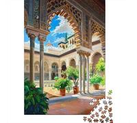 Puzzle 1000 Pièces pour Adultes Arabesque Courtyard Oasis -1 Puzzle pour Adultes Jeu Manuel Décoration Murale pour Les Joueurs 70x50cm/1000pcs