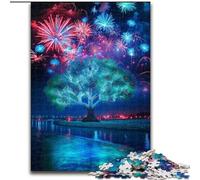 Puzzle 1000 pièces pour Adultes Arbre de feu d'artifice de rêve coloré en Bois, ce Qui en Fait Un Excellent Cadeau pour s'amuser en Famille 50x75cm pour Un Jeu interactif en Famille