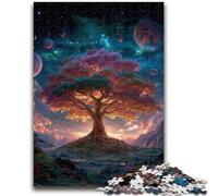 Puzzle 1000 pièces pour Adultes Arbre de Vie Anti-Stress Staycation Tuer Le Temps avec Affiche Assortie et Feuille de Questions 26x38cm