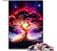 Puzzle 1000 pièces pour Adultes Arbre de Vie Cosmique en Bois, pour Adolescents à partir de 14 Ans, décoration d'intérieur 50x75cm pour Anniversaires, fêtes et Occasions spéciales