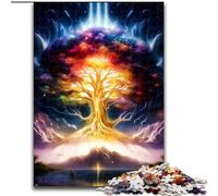 Puzzle 1000 pièces pour Adultes Arbre de Vie Cosmique en Bois, pour Les Parents, Les Amoureux et Les Amis à partir de 14 Ans 50x75cm pour Un Anniversaire, des Vacances, Noël ou Halloween
