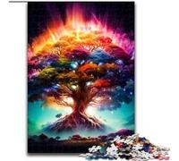 Puzzle 1000 pièces pour Adultes Arbre de Vie Cosmique en Bois, pour Noël et Le Nouvel an, Cadeau de Vacances 50x75cm pour Un Jeu interactif en Famille